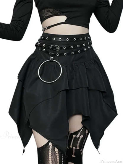 Solid Drawstring Ruched Mini Skirt black1 / XS