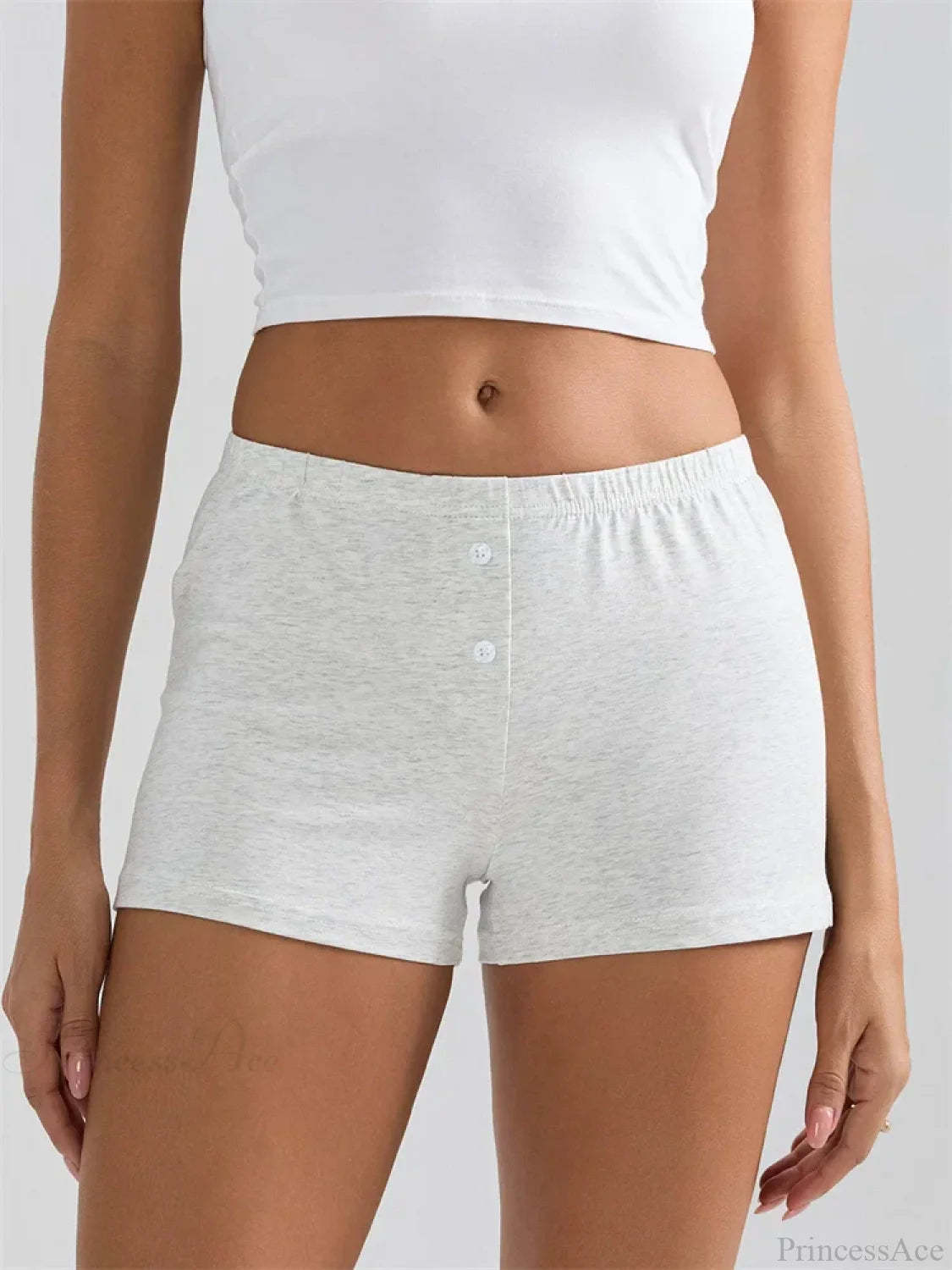 Solid Elastic Waist Sleep Short white / S short-250223