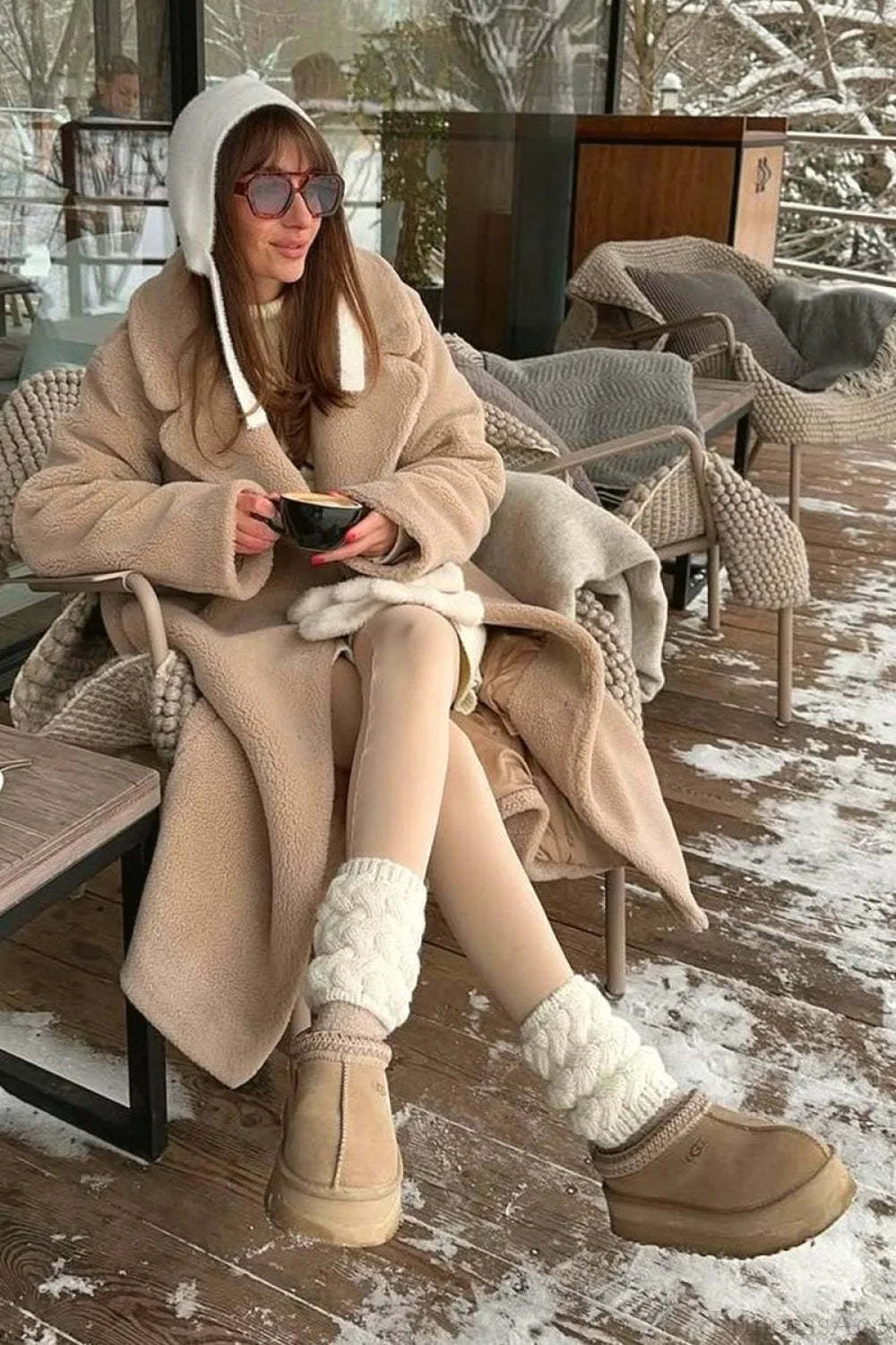 Solid Fleece Warm Casual loose fit Overcoat