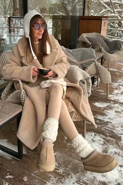 Solid Fleece Warm Casual loose fit Overcoat