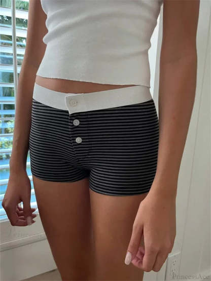 Solid Heart Print Elastic Short short-250223