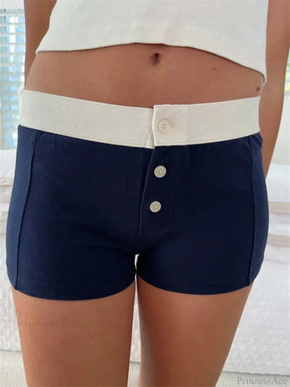 Solid Heart Print Elastic Short black / S short-250223