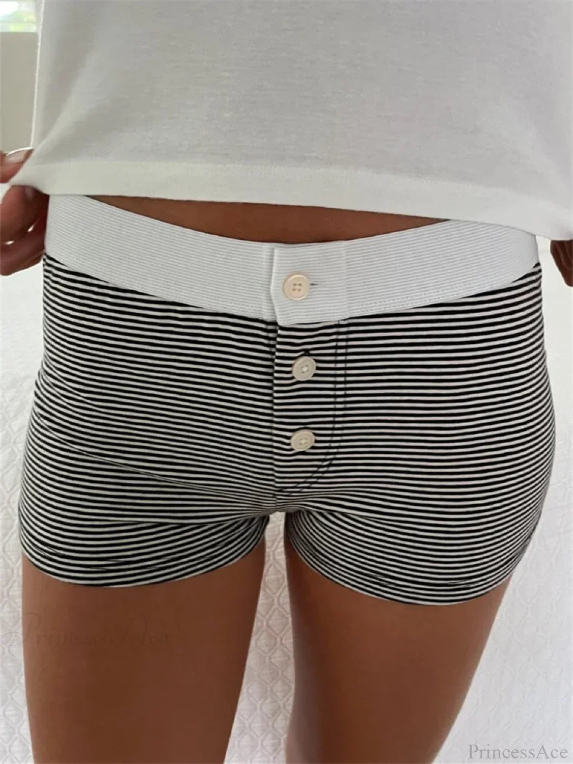Solid Heart Print Elastic Short grey1 / S short-250223