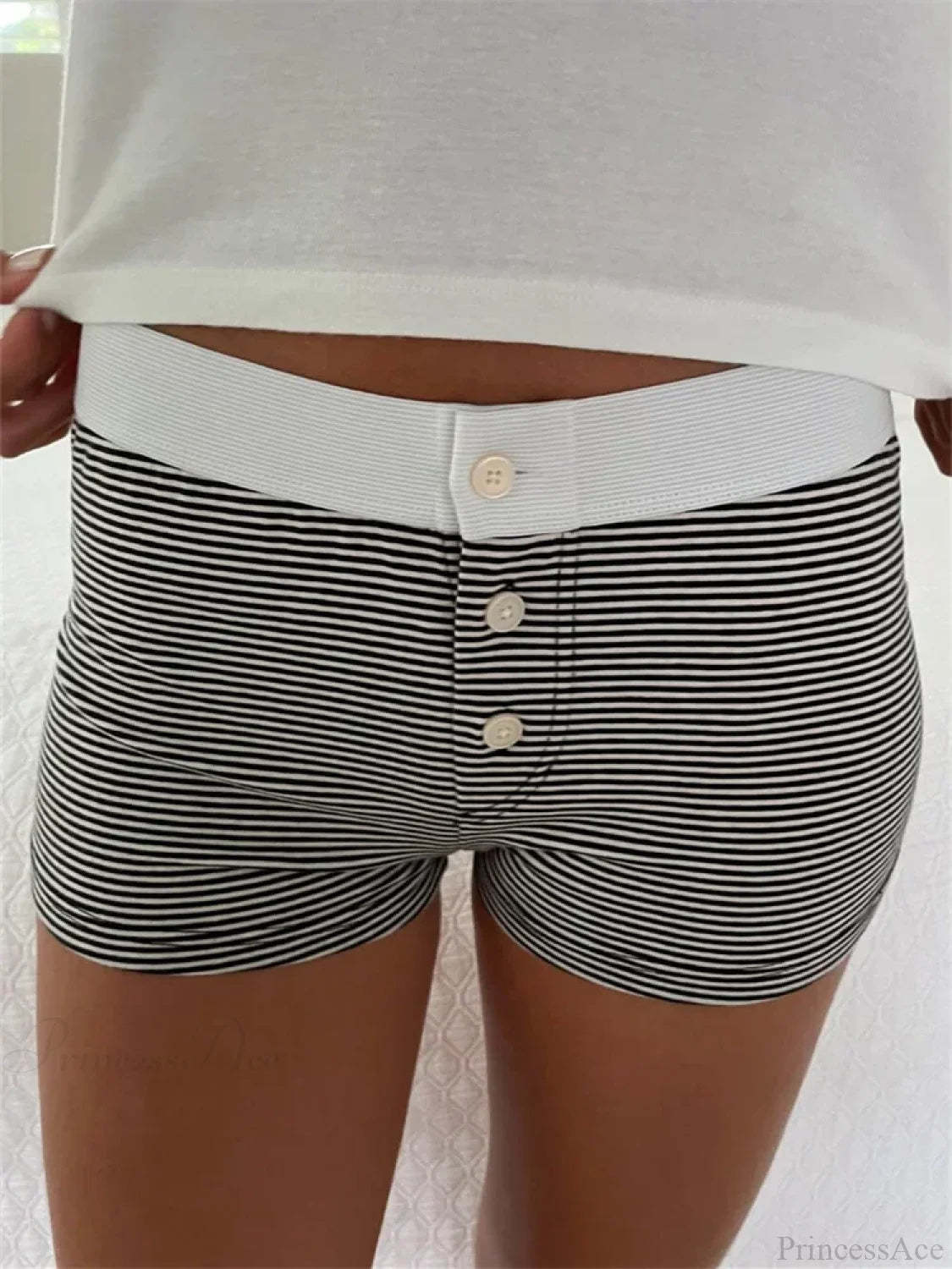 Solid Heart Print Elastic Short grey1 / S short-250223
