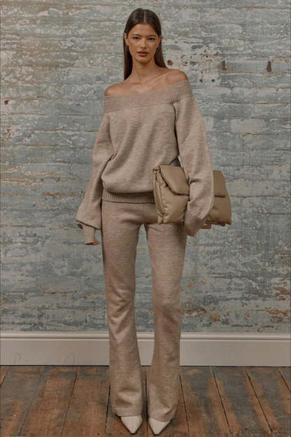 Solid Off Shoulder Loose Sweater