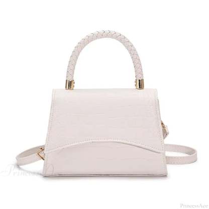Solid PU Leather Designer Casual Crossbody Top Handle Handbag White handbag-250126