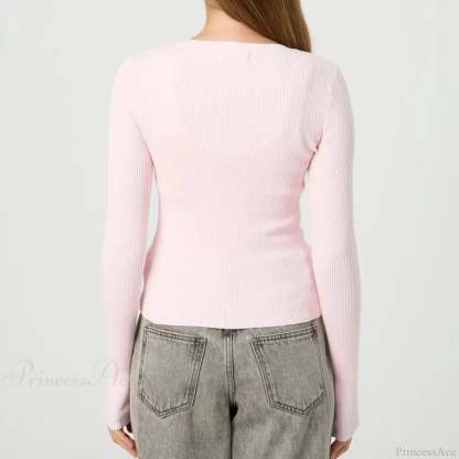 Solid Ribbed Button Up Slim Knit Cardigan cardiagn-250126
