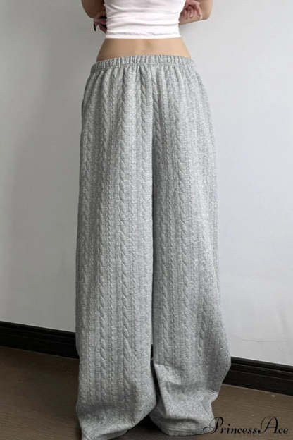 Solid Warm Wide Leg Tie Waist Pants