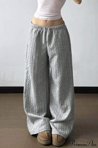 Solid Warm Wide Leg Tie Waist Pants