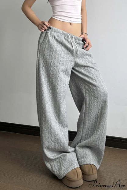 Solid Warm Wide Leg Tie Waist Pants