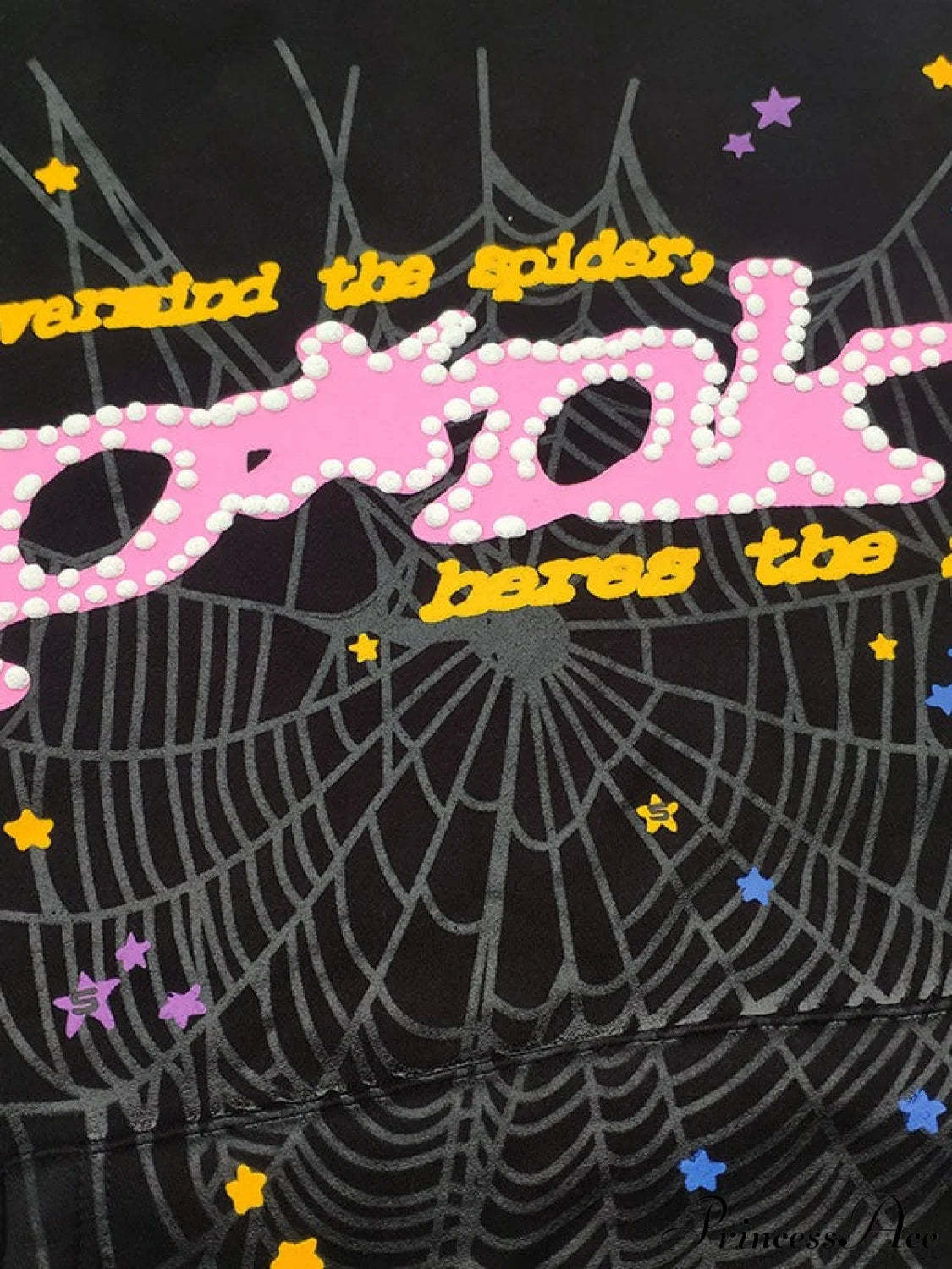 Spider Web Letter Print Fleece Cotton Thick Hoodie