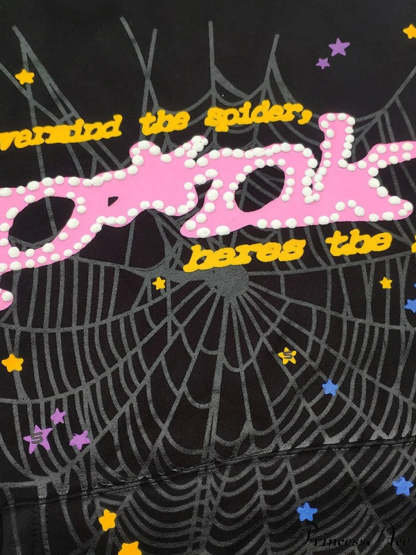 Spider Web Letter Print Fleece Cotton Thick Hoodie
