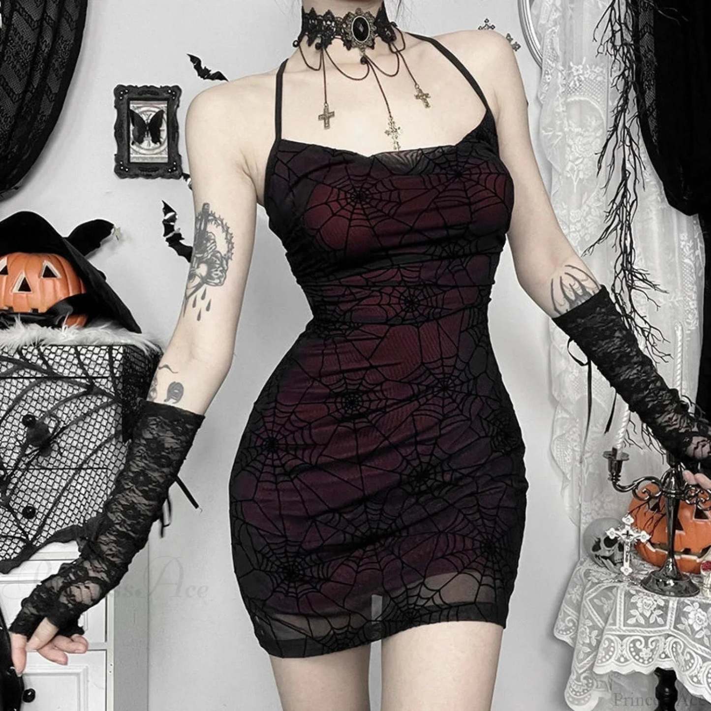 Spider Web Suspend Mini Attire Red / S