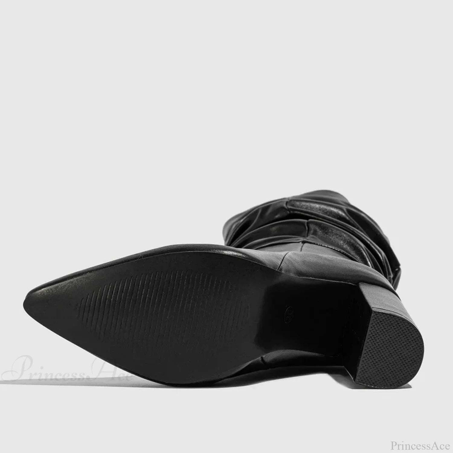 Spring Fashion Pleated Chunky High Heel Sexy Slip-on Pointed Toe Knee High Boot