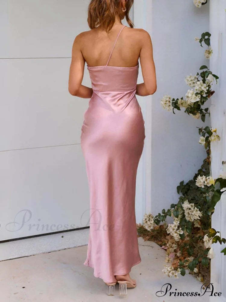 Spring/Summer One Shoulder Charming Gown Waist Maxi Dresses