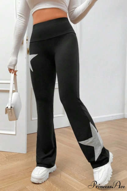 Star Stretchy High Waist Slim-Fit Flared Pants