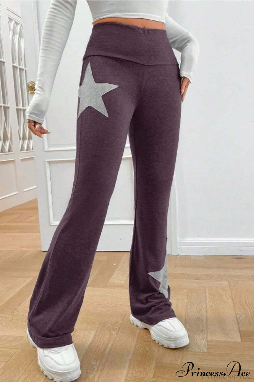 Star Stretchy High Waist Slim-Fit Flared Pants