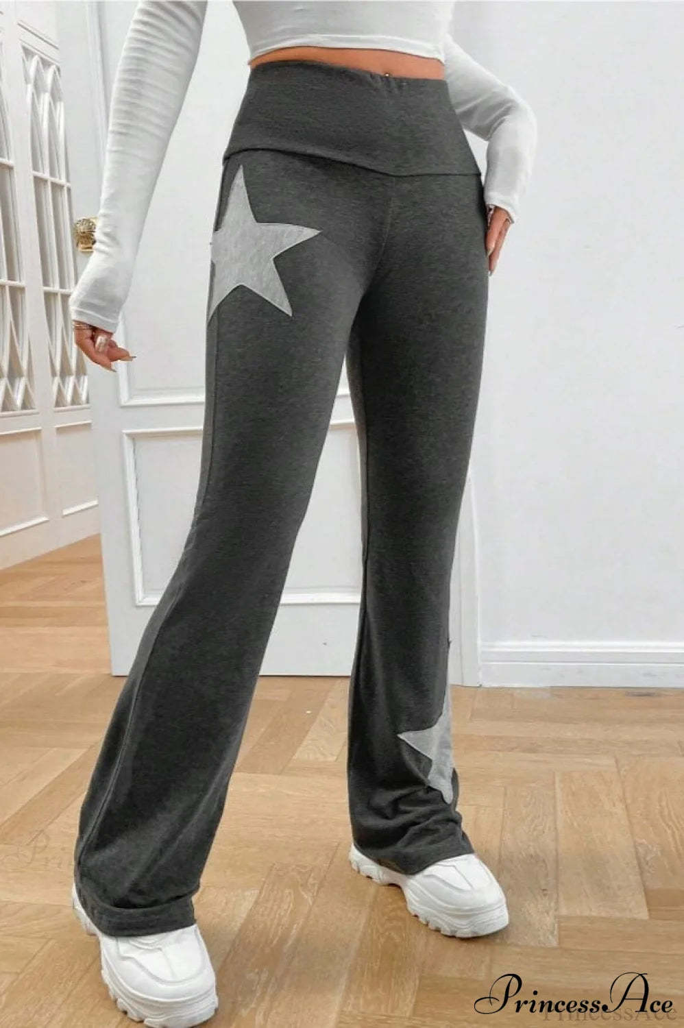 Star Stretchy High Waist Slim-Fit Flared Pants