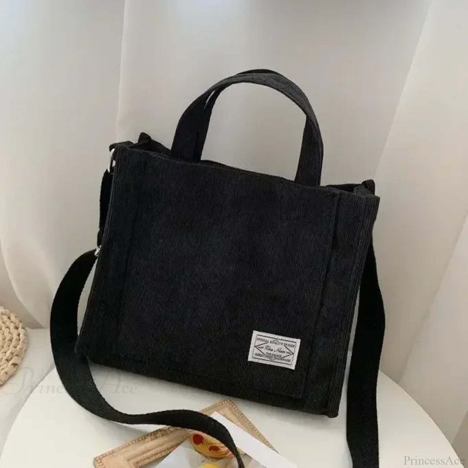 Stars Pattern Canvas Underarm Shoulder Bag Black2 shoulder-250126