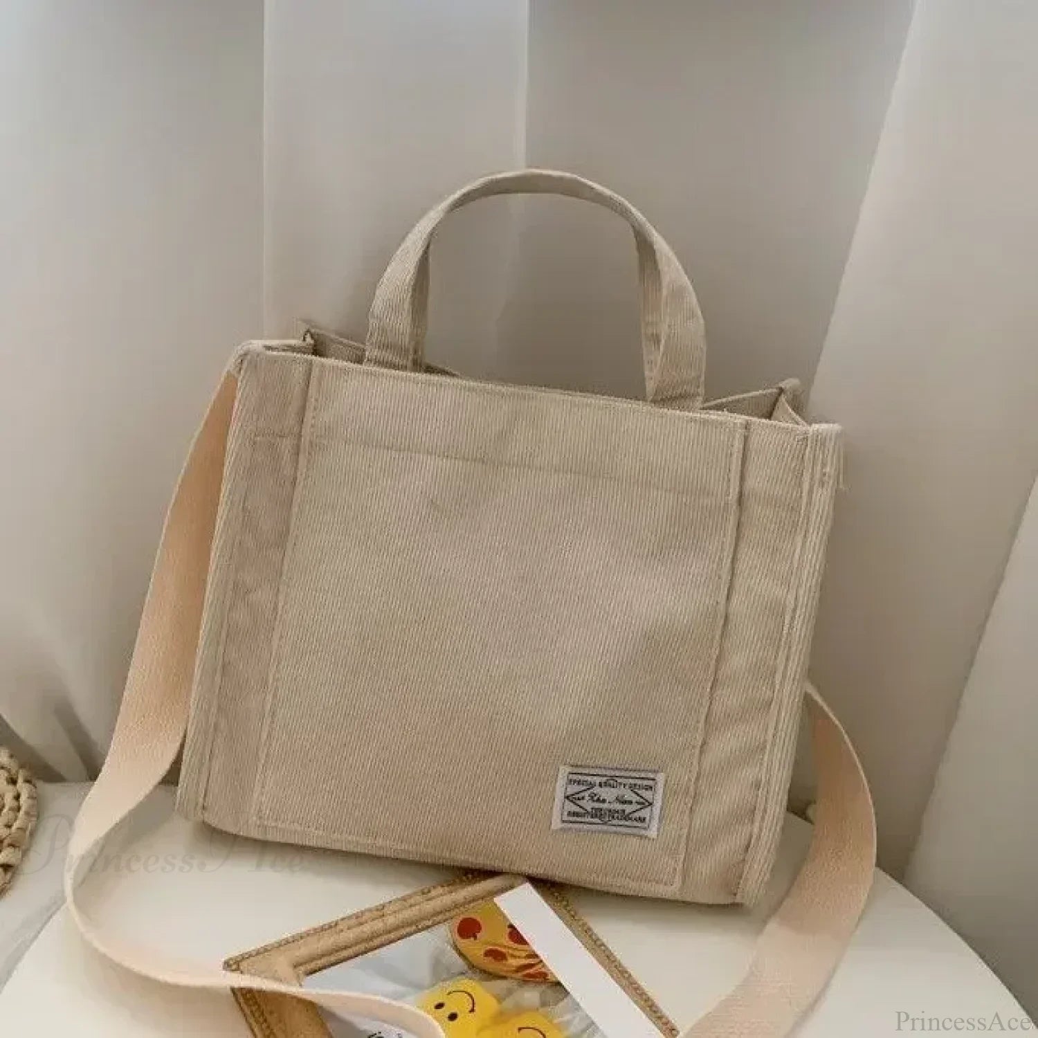 Stars Pattern Canvas Underarm Shoulder Bag White2 shoulder-250126