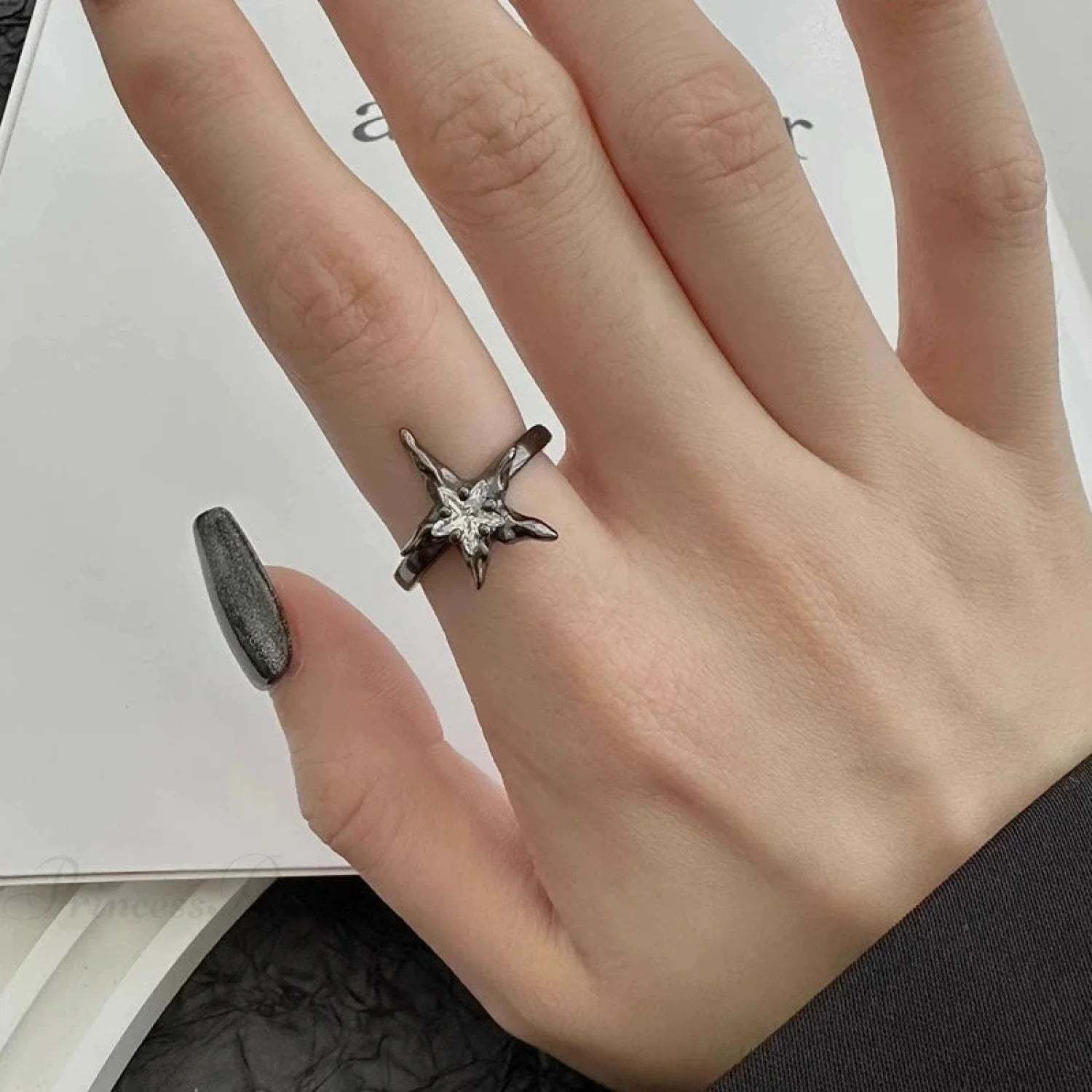 Stellar Shaped Gothic Zircon Band sliver01