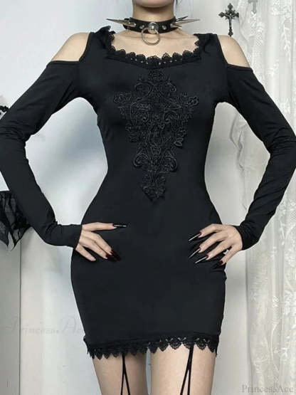 Stitched Hooded Small Dress Black / S