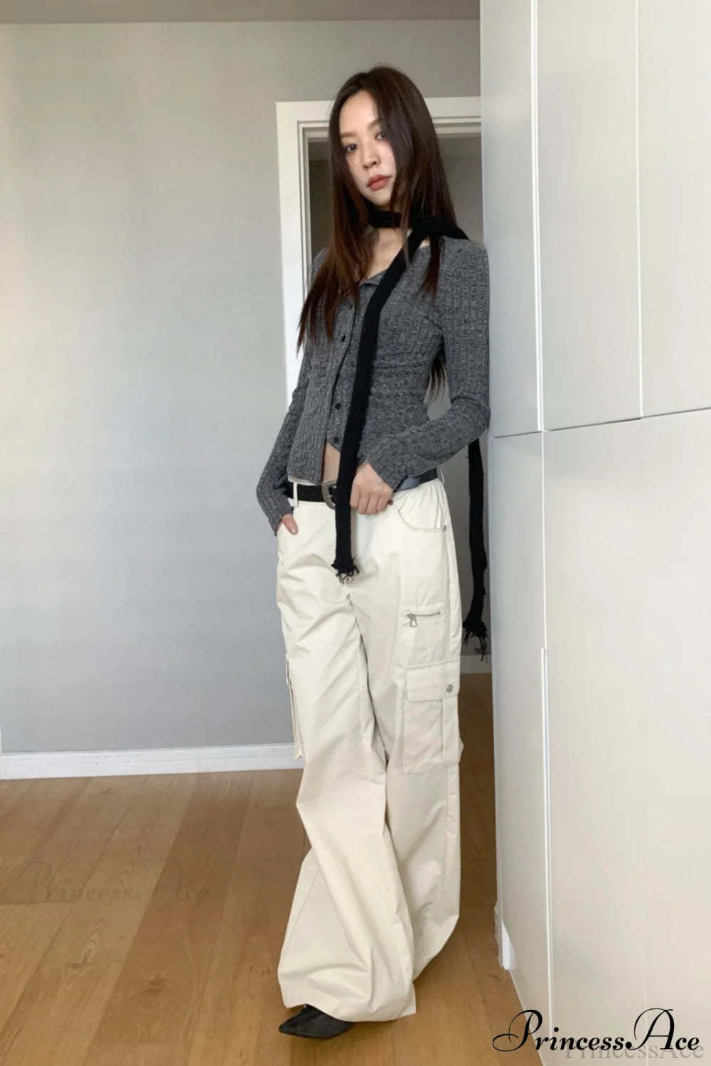 Straight-Leg Multi-Pocket High-Waisted Cargo Pants