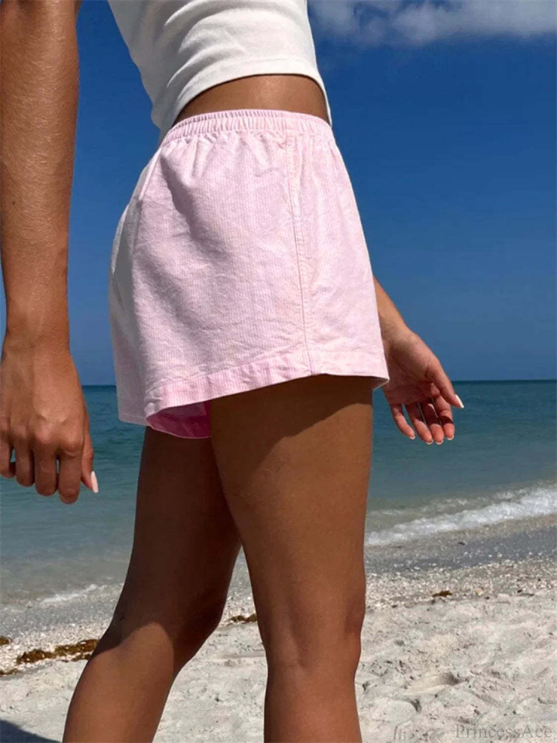 Striped Button Loose Pajama Short short-250223