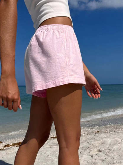 Striped Button Loose Pajama Short short-250223