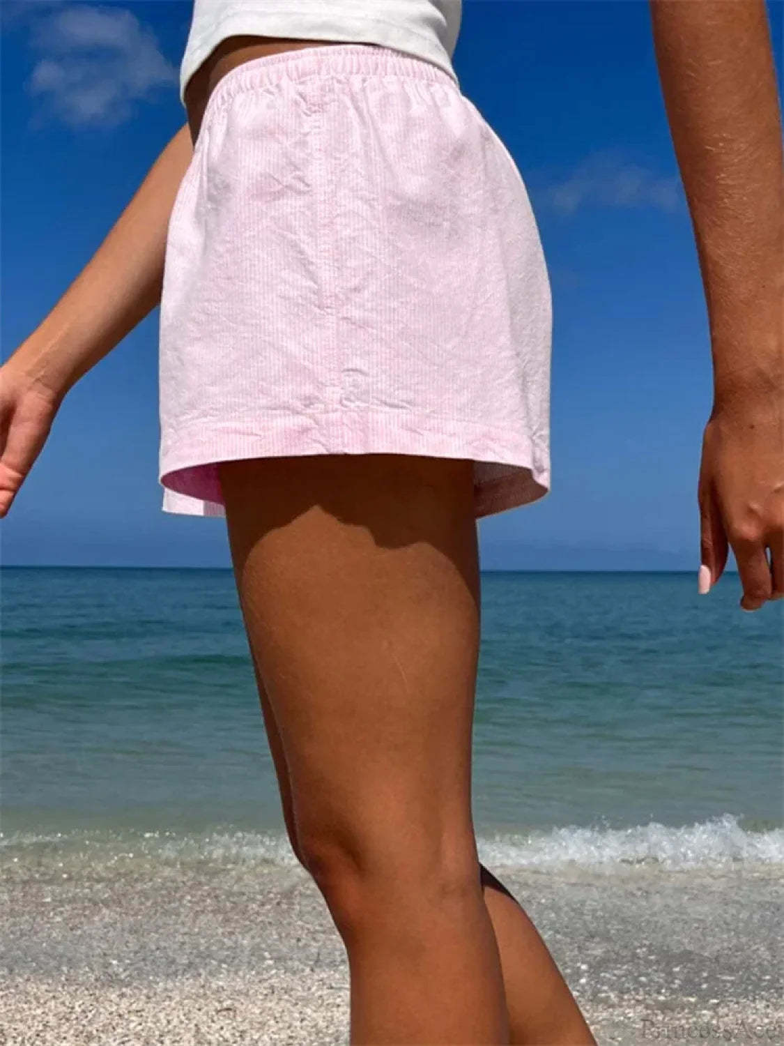 Striped Button Loose Pajama Short short-250223