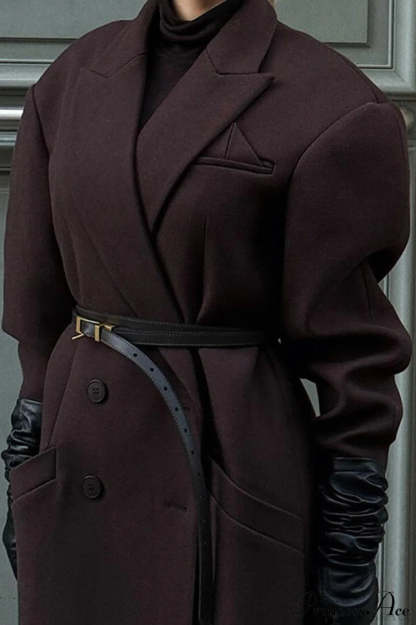 Striped Long Collared Elegant Trench Overcoat