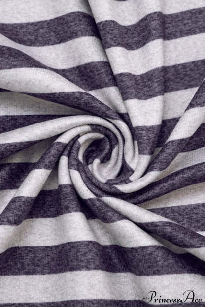 Striped Paneled Asymmetrical Neck Off Shoulder Short Long Sleeve Tee