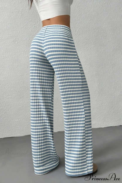 Striped Solid Knit Straight Leg Pants