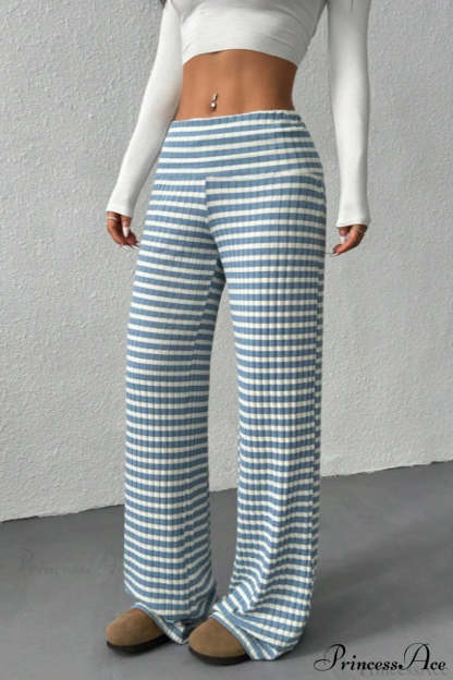 Striped Solid Knit Straight Leg Pants