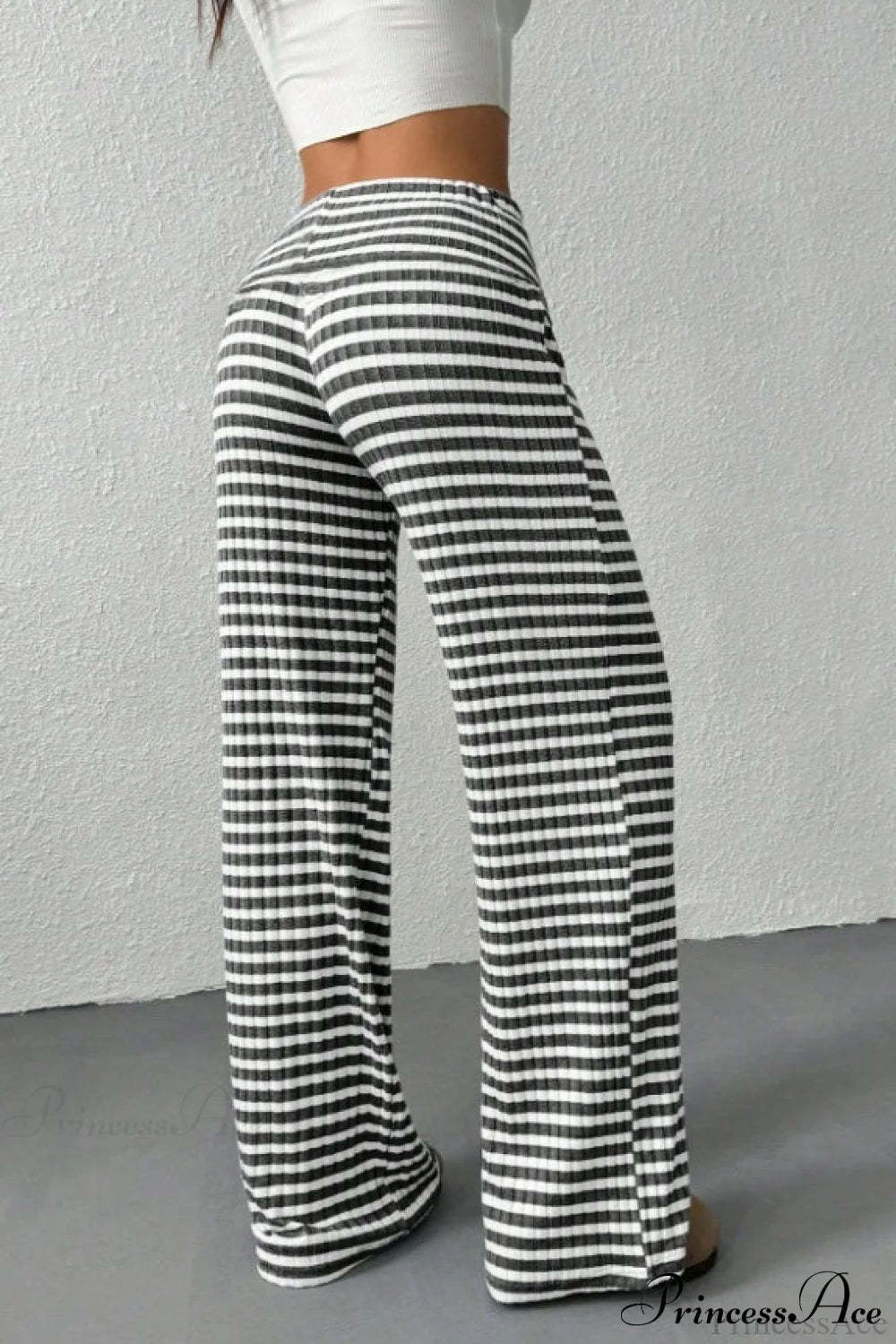 Striped Solid Knit Straight Leg Pants