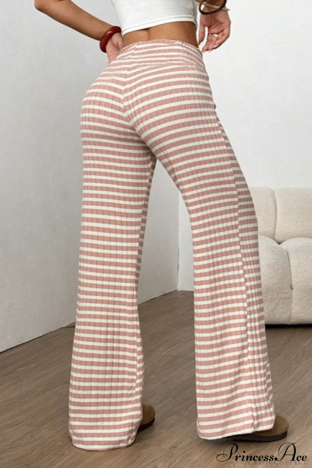 Striped Solid Knit Straight Leg Pants