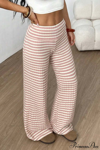 Striped Solid Knit Straight Leg Pants