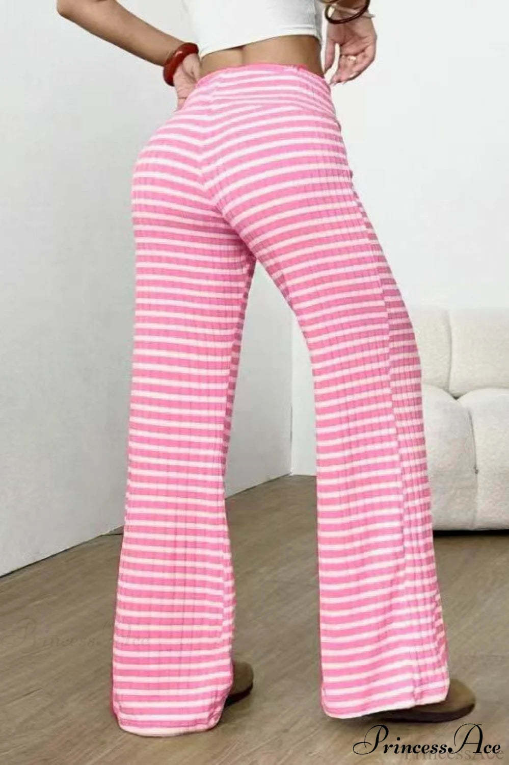 Striped Solid Knit Straight Leg Pants