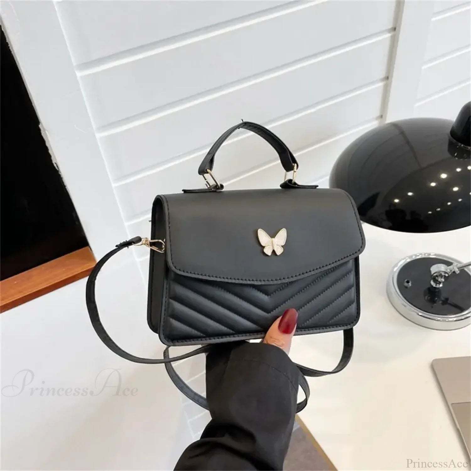 Stylish Butterfly Embroidery PU Leather Handbag handbag-250126