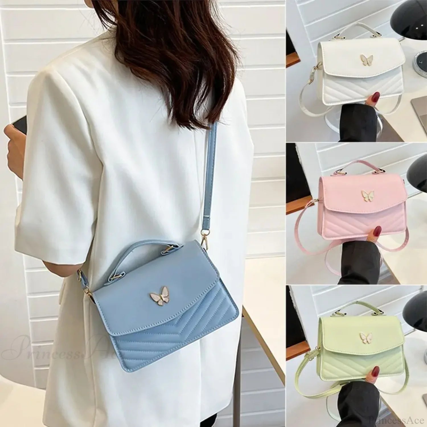 Stylish Butterfly Embroidery PU Leather Handbag handbag-250126