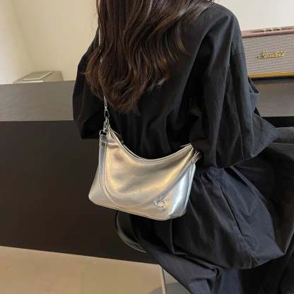 Stylish PU Crossbody Bag with Zipper shoulder-250126