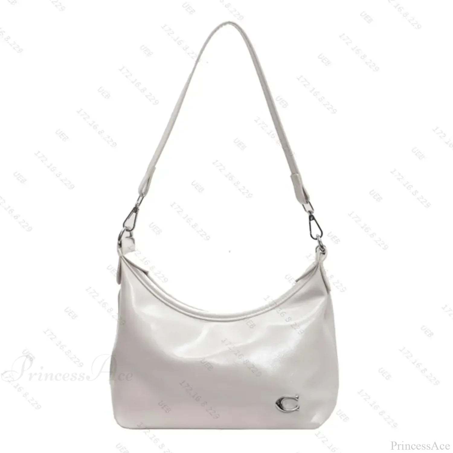 Stylish PU Crossbody Bag with Zipper White shoulder-250126