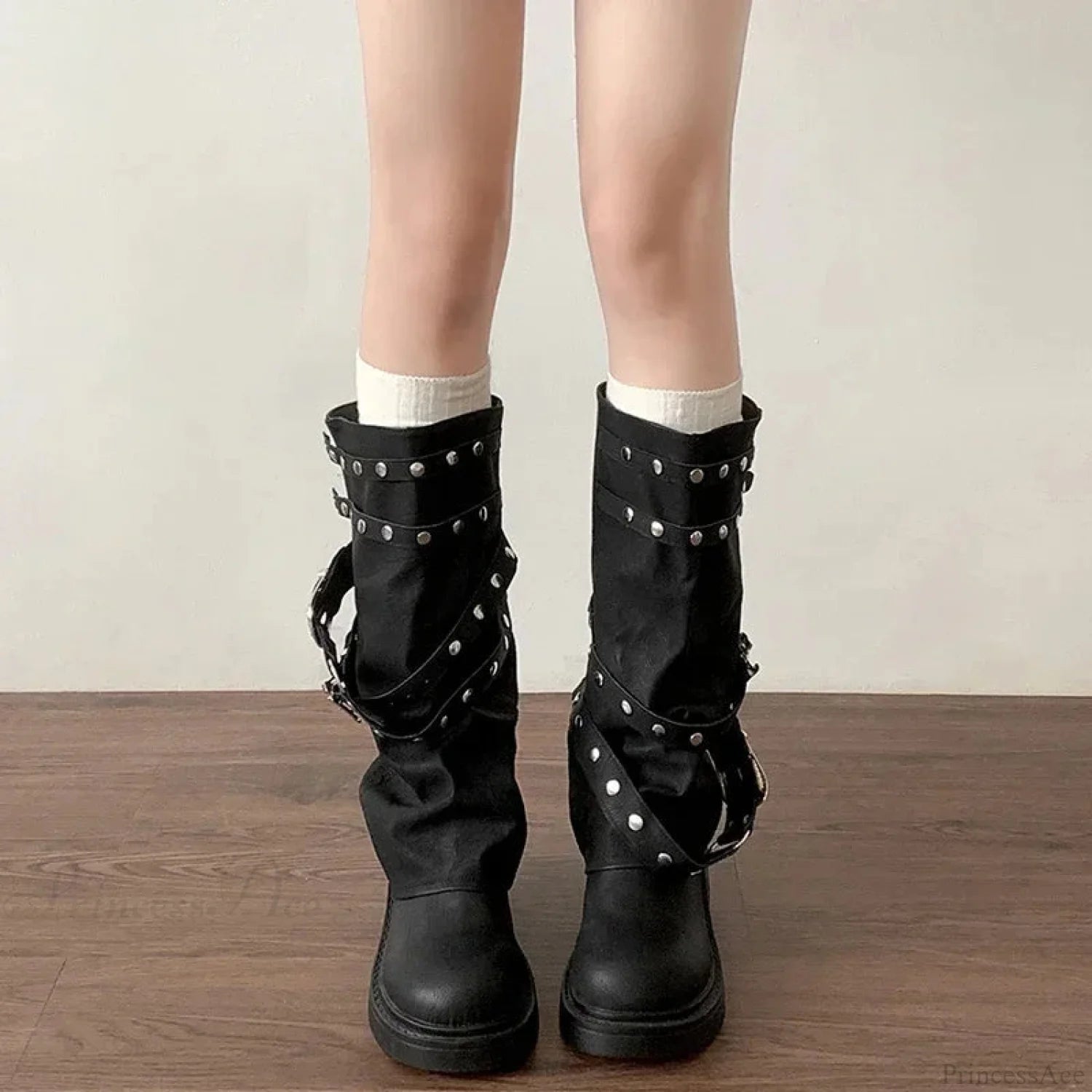 Stylist Rivet Rebel Gothic Tall Heel Platform Boot