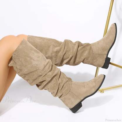 Suede Pointed Toe Knee-High Boots