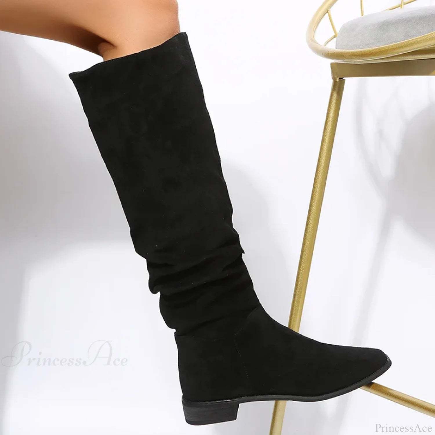 Suede Pointed Toe Knee-High Boots