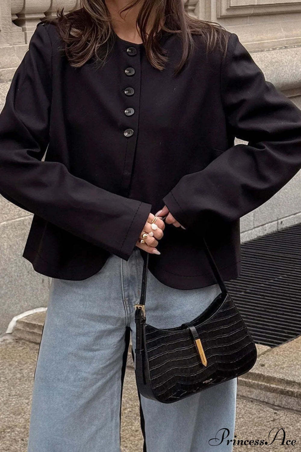 Suede Single Breasted Long Sleeve Coat