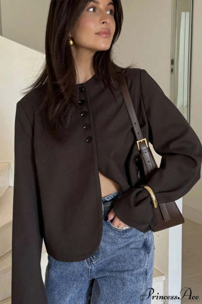 Suede Single Breasted Long Sleeve Coat