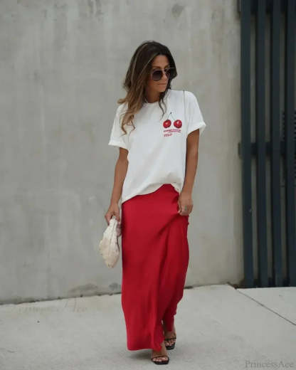 Summer Cherry Graphic T-shirt t-shirt-250223