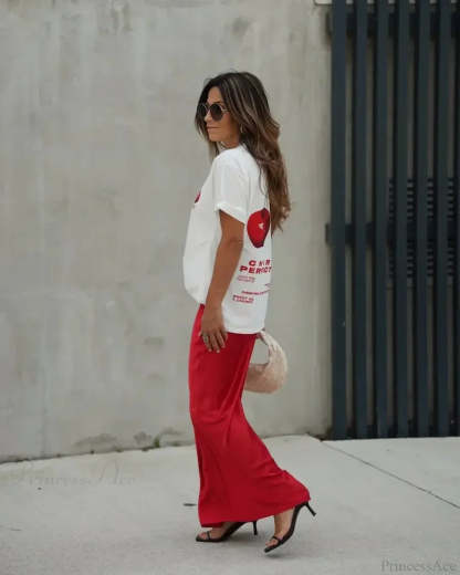 Summer Cherry Graphic T-shirt t-shirt-250223