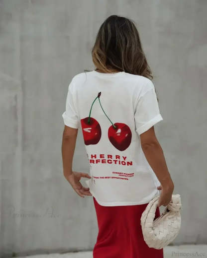 Summer Cherry Graphic T-shirt t-shirt-250223